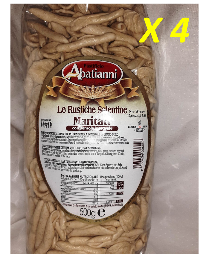 ABATIANNI LE RUSTICHE 2 KG MARITATI with whole durum wheat semolina ( 500g X 4 )