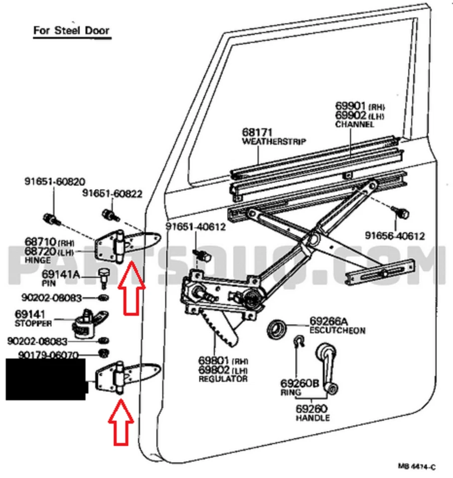 Juego de bisagras de puerta de acero delanteras originales Toyota Land Cruiser FJ40 BJ40 OEM 1969-1986 Foto 2 de 4