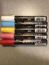 Marvy DecoColor Black Acrylic Paint Marker 5 Different Colors.