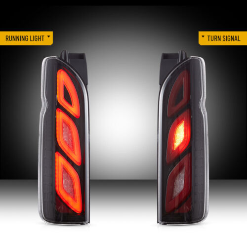 Vland LED Tail Lights Animation Clear Rear Lamps Pair For Toyota Hiace 2005-2018 - Picture 12 of 18