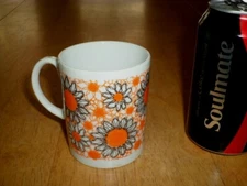 [ STYLECRAFT ] ORANGE DAISY FLOWERS, PORCELAIN Coffee Cup, JAPAN, #1960's yrs.