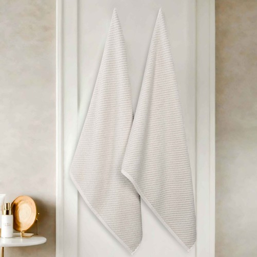 Amelia Viscose Cotton Blend Textured Diagonal Ribbed Bath Sheets, Set of 2 - Picture 17 of 47