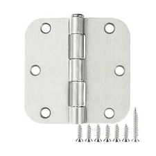 100 Pack Interior Door Hinges Brushed Nickel 3.5 inch x 3 1/2" 5/8" Round Res...
