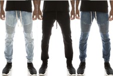 VICTORIOUS MEN'S BIKER DENIM JOGGER PANTS