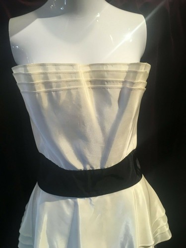 1980s Black & White Sweetheart Party Dress, Skirt by Tadashi for Saks - Picture 2 of 7