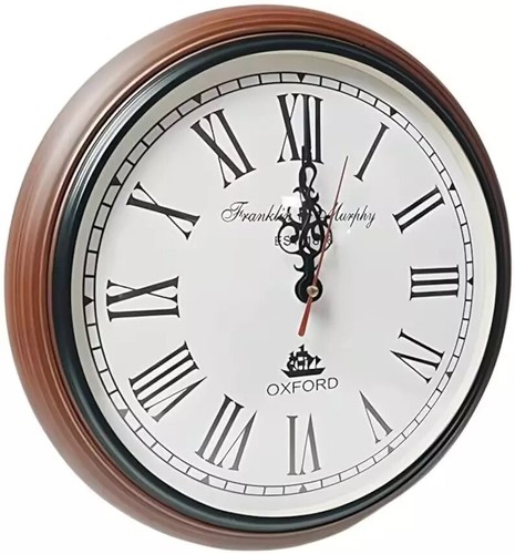 Orologio da parete in legno/orologio rotondo vintage/stile antico decorativo per casa e ufficio - Foto 2 di 3