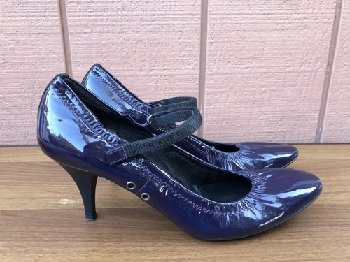 RARE PRADA 39 US 9 PURPLE PATENT LEATHER ROUND TOE HEELS PUMPS MARY JANES C6