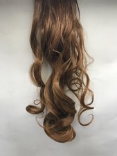 Curly Brown Hair Extensions Long Synthetic Hairpiece Chestnut Brown 18 Inch