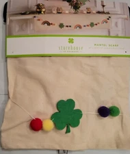 Storehouse St. Patrick’s Day Mantel Scarf Rainbow Shamrock Embellished 84"
