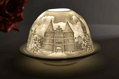 Domelight Motiv Lübeck Teelichthalter Windlicht Deko Porzellan Holstentor Kerze - Bild 1 von 4