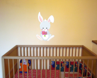 Samunshi Süßer Hase Wandtattoo Wandaufkleber Kinderzimmer bunt  4 Größen