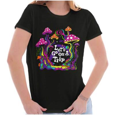 Psychedelic Mushroom Pun Let's Go On A Trip Graphic T Shirts for Women T-Shirts