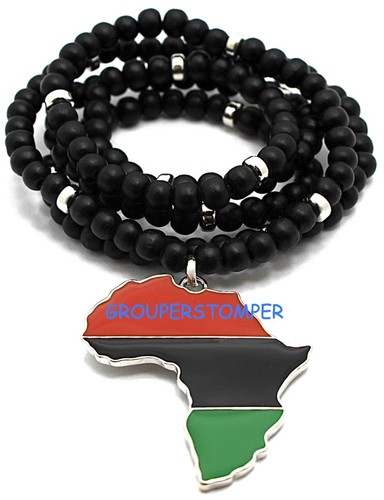 Collar colgante jamaicano mapa de África con cadena estilo cuentas de madera de 31 pulgadas de largo - Imagen 8 de 17