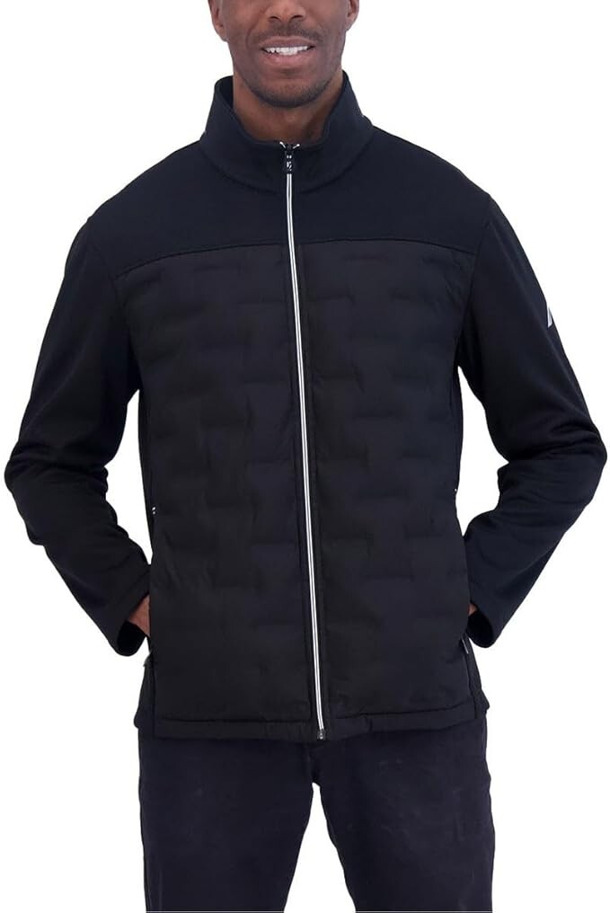 NEW Nautica Men’s Mixed Media Water Resistant Jacket Black, Navy