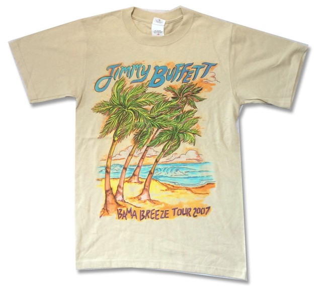 Jimmy Buffett Bama Breeze 2007 Tour MA Show Natural T Shirt New