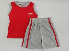 Toddler Boys STX 28 Red Gray Muscle Shirt Shorts 2PC. Set Sizes 2T, 3T 4T
