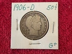 1906-D BARBER Half Dollar, G+