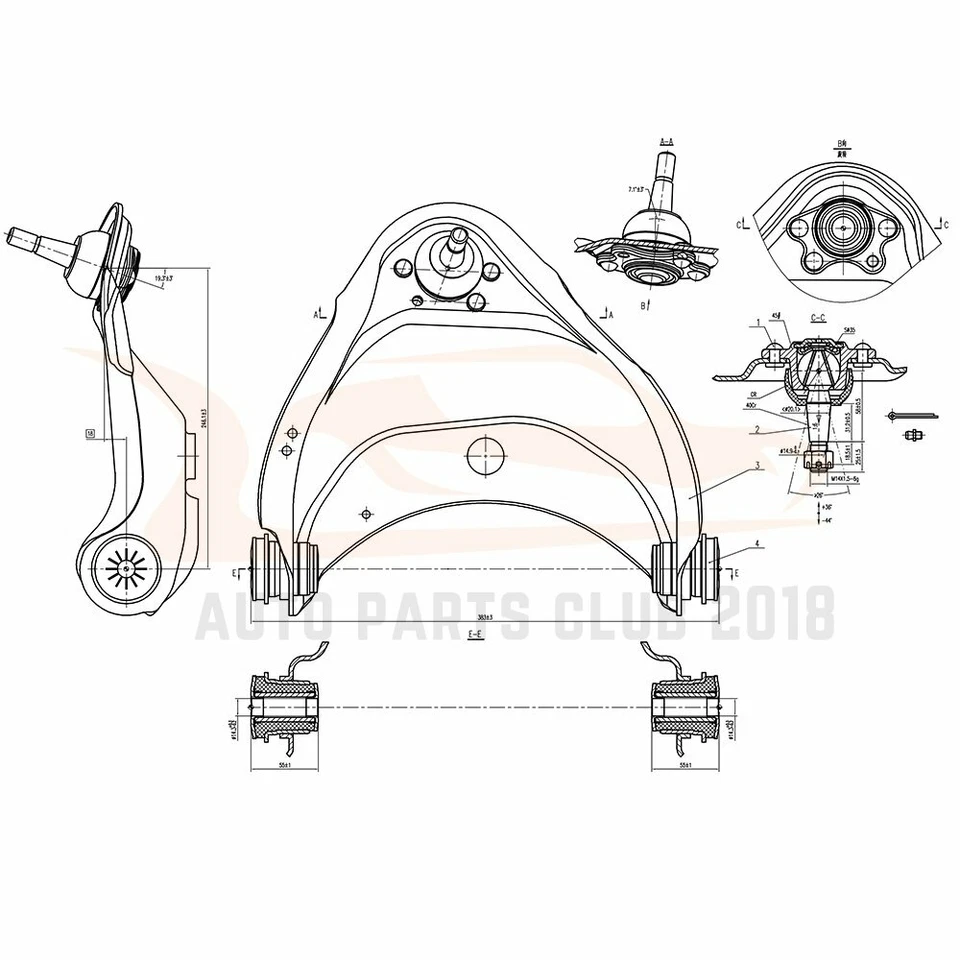 2x Kit: Front Left & Right Upper Control Arms For Chevy C1500 Suburban - Image 2 of 4