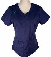 Scrubstar Scrub Top Womens Size XS Blue Teal Short Sleeve 3 Pockets Pen Loop