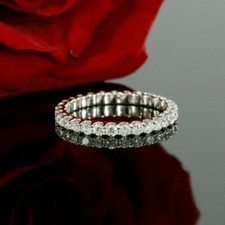 1.50 Ct CZ Full Eternity Wedding Band Stackable Ring 14k White Gold Finish