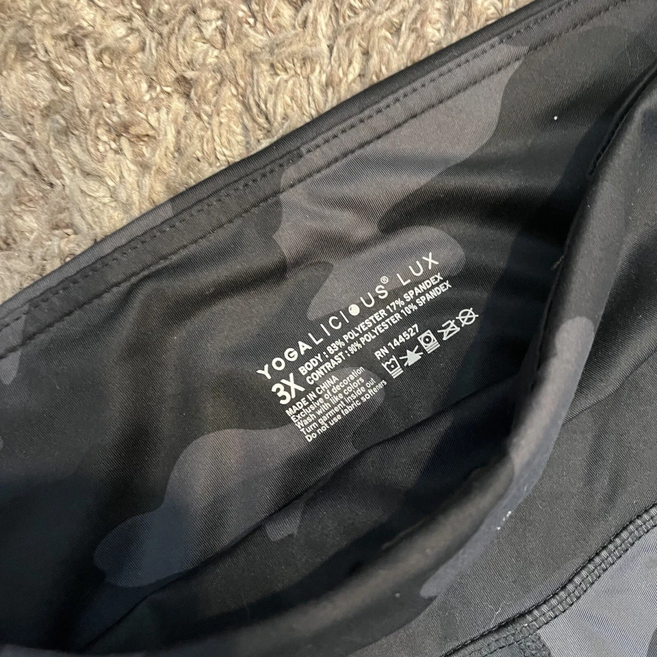 Pantalones YOGALICIOUS Lux Bolsillo Lateral Tiro Alto Pierna Recta Talla 3X Negro Camuflaje Nuevos con Etiquetas Foto 4 de 4