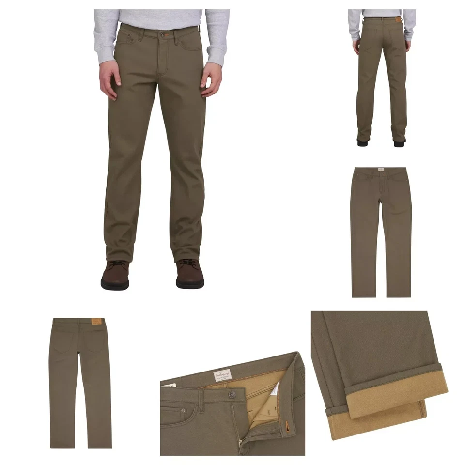 Всепогодные винтажные мужские брюки из флиса с подкладкой из флиса эластичная холщовая подкладка - Изображение 3 из 4