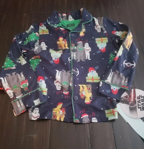 Disney Star Wars Kid XS 4/5 Flannel Christmas Pajamas Yoda Darth Vader R2D2 C3PO - Picture 12 of 12