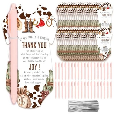 36PCS Western Baby Shower Pens for Guests, A Little Cowboy is on the Way, brown