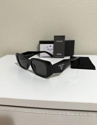 NEW Authentic Prada SPR 17W-F 1AB-5S0 Unisex Black Acetate Sunglasses 49 20 145