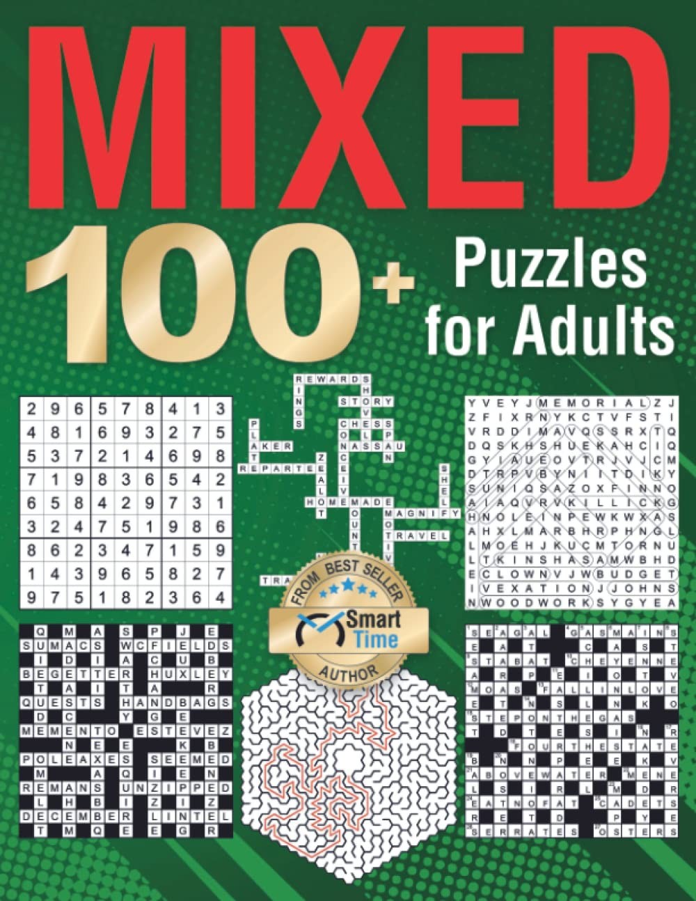 Mixed Activity Book: 100 + Puzzles Games for Adults Word Search Arrowwords Sudo