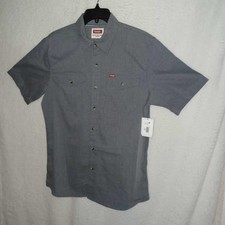 Wrangler Men Short Sleeves Button Twill Shirt RelaxedFit Dark Heather Gray 12G