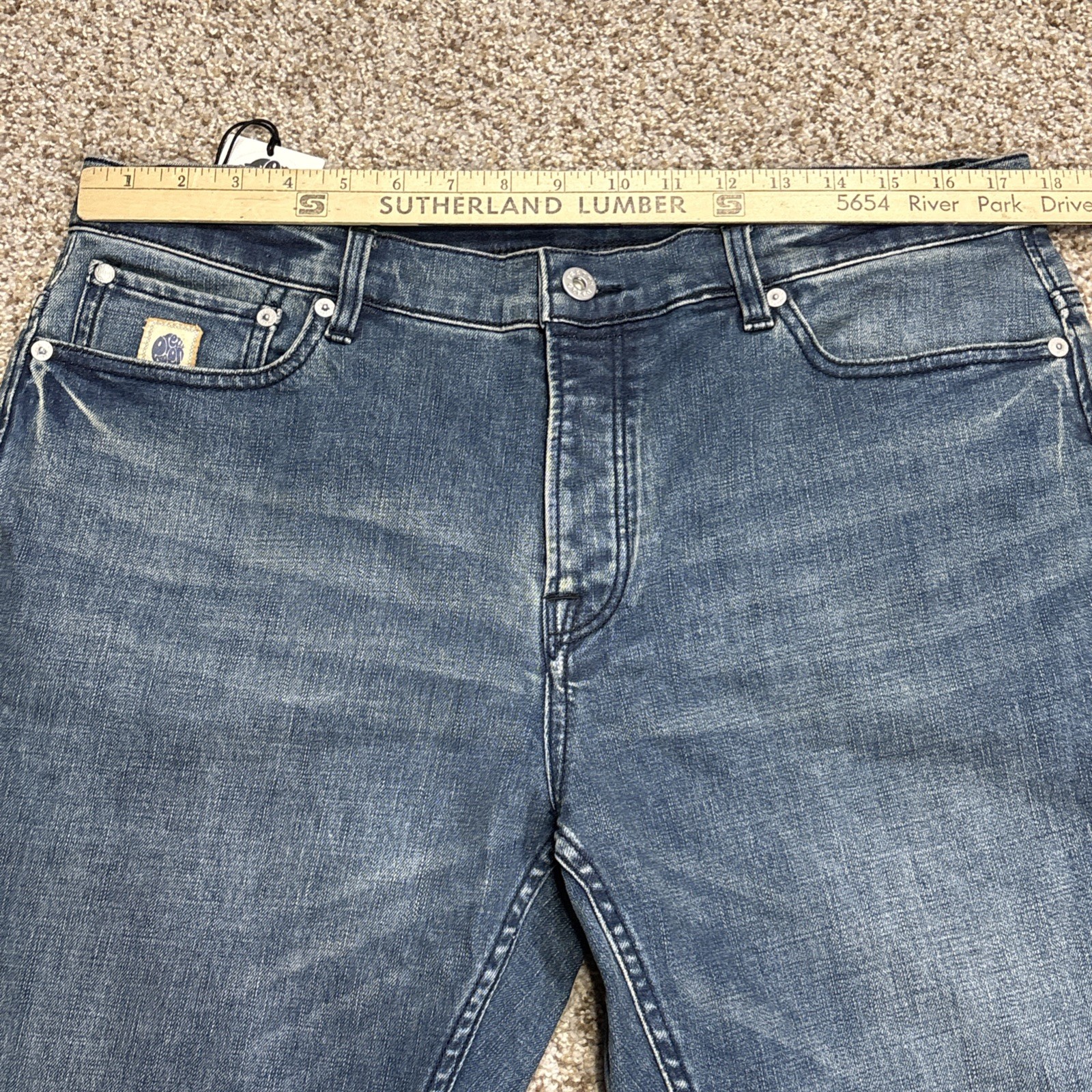 Pretty Green Jeans 36x32  Denim Burnage Regular Fit Button Fly New Fits 35 X 31 - View 13