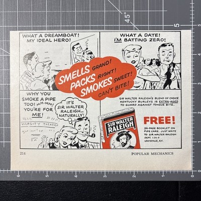 1957 Vintage Print Ad Sir Walter Raleigh Pipe Tobacco Comic Louisville, Ky
