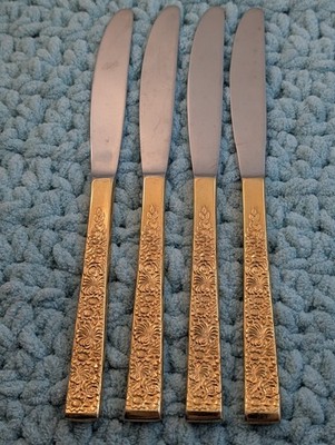 Lot Of 4 Cosmos Products Company Golden Fresco Solid Handle Knives 8 3/4''