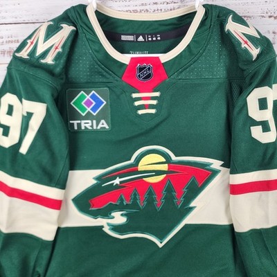 Adidas Minnesota Wild Kaprizov 97 Hockey Jersey 46 Regular Green Stitched Strap