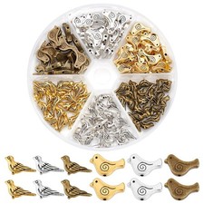 PH PandaHall 120pcs 6 Styles Bird Spacer Beads, Tibetan Alloy Animal Craft Be...