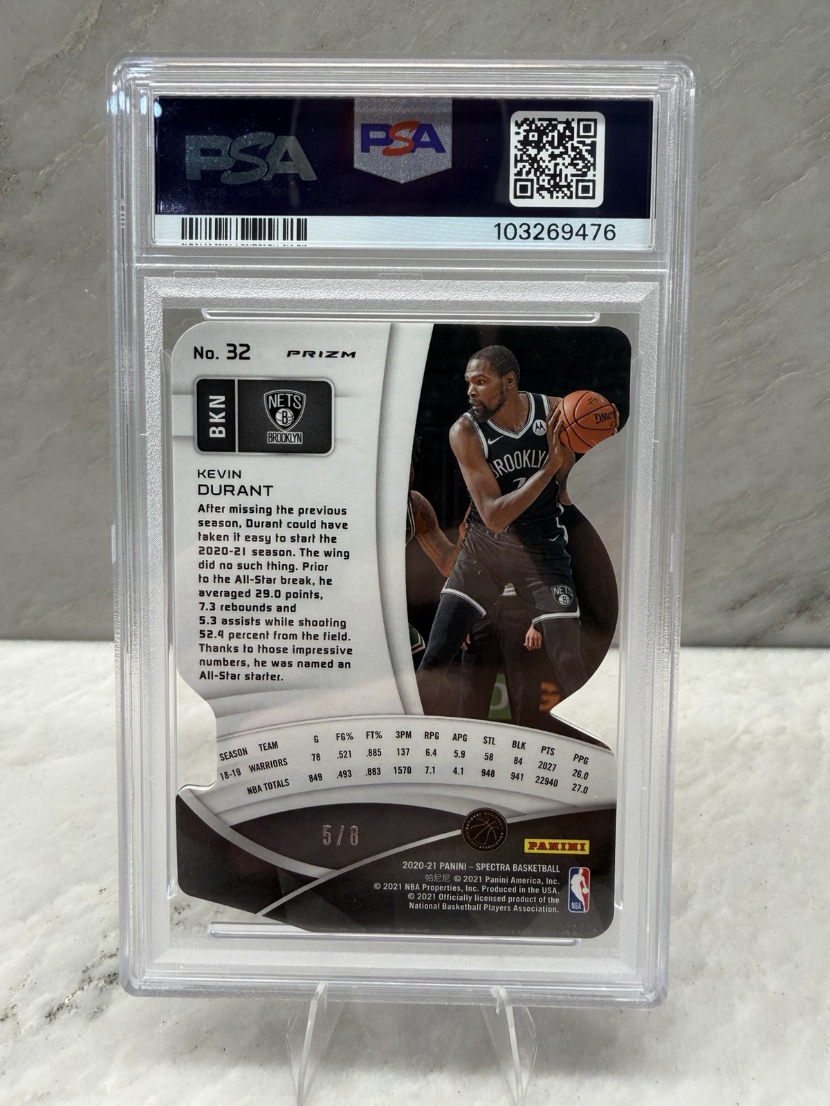 2020 Panini Spectra Kevin Durant Universal Die-Cut #32 /8 PSA 8 view 2