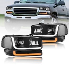 LED DRL Headlights Assembly Compatible with Clear Reflector Black Housing