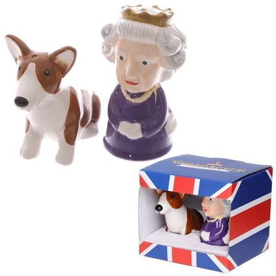 Neuheit Sammlerstück Queen Corgi Keramik Salz Pfeffer Set nachfüllbar Cruet Dining