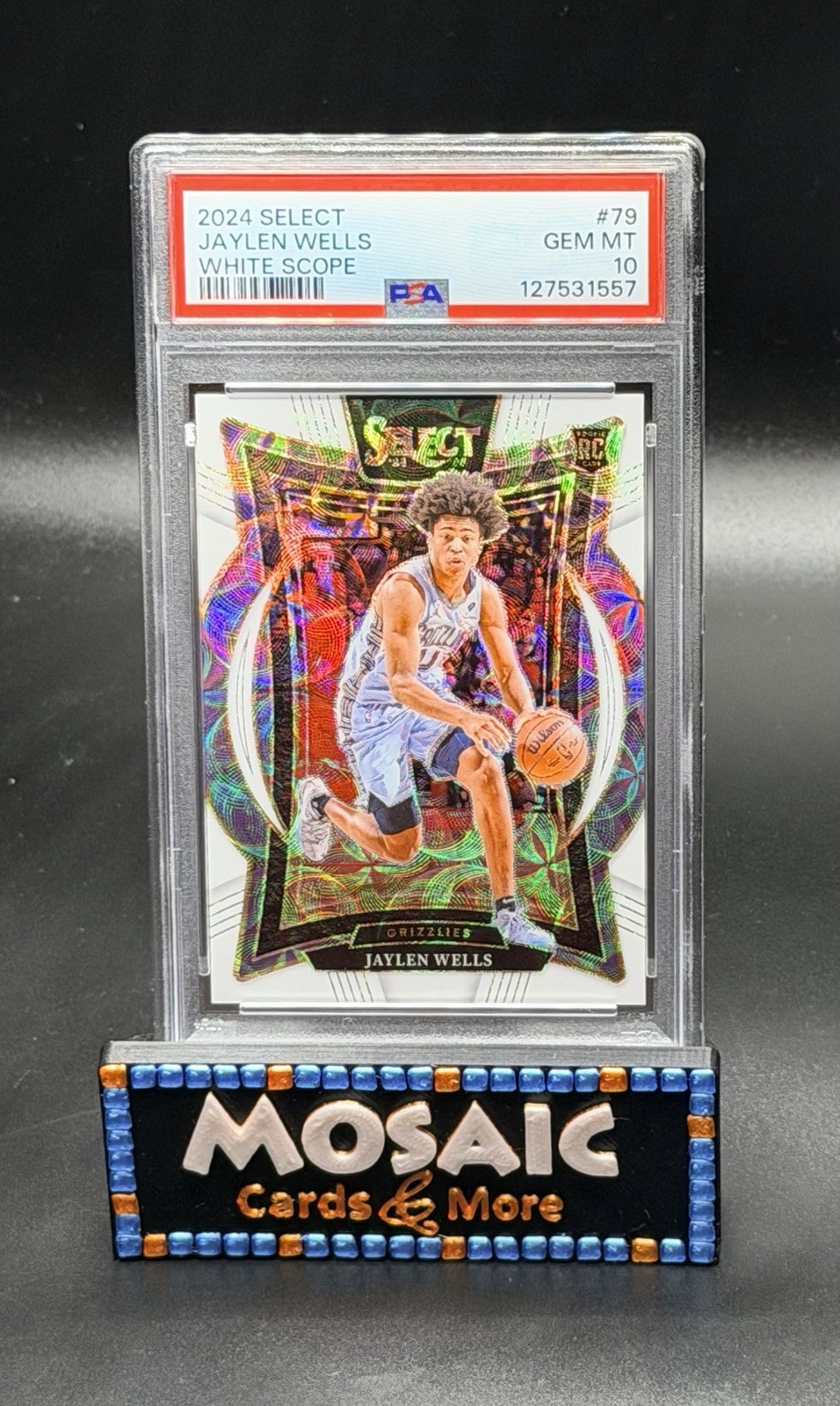 2024 Panini Select PSA 10 GEM MINT Jaylen Wells RC White Scope Prizm SP /35 #79