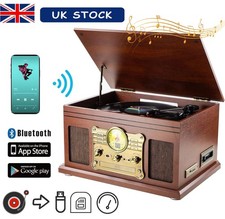 Vinyl Record Player with Speakers CD MP3 SD FM/AM Radio Cassette USB Bluetooth