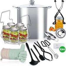 Stainless steel canning tool set, water bath canning pot with can rack.