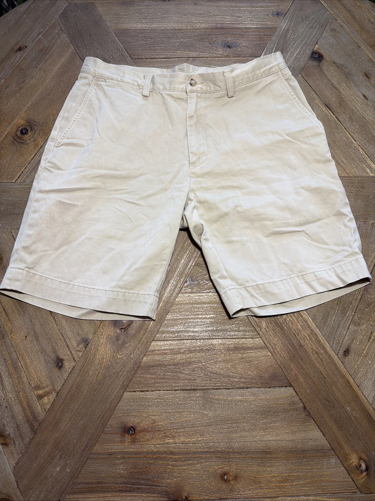 Polo Ralph Lauren Men Classic Fit 9" Chino Shorts Tan Sz 33 Khaki 100% Cotton