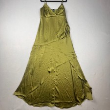 Wild Fable Satin Maxi Dress Womens S Olive Green Asymmetrical Tulip Hem Formal
