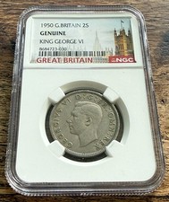 1950 Great Britain Two Shillings King George VI ~ NGC Genuine Label