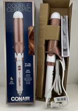 Conair Double Ceramic Curling Iron, 1 1/2 Inch Curling Iron, White/Rose Gold
