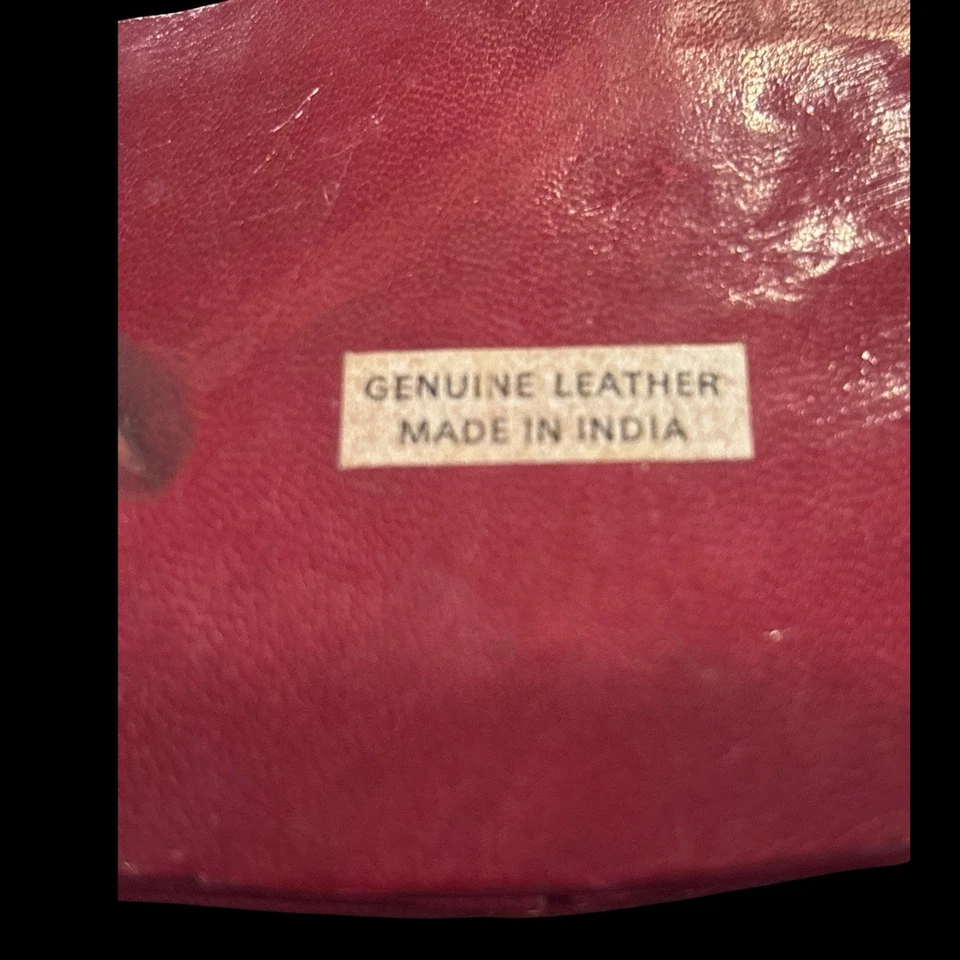 Cartera de cuero roja de colección monedero contenedor cierre a presión Foto 3 de 3