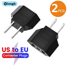 2pcs 4.0mm US to EU Plug Adapter Converter Travel Electrical Power Plug - NEW