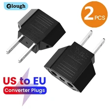 2pcs 4.0mm US to EU Plug Adapter Converter Travel Electrical Power Plug - NEW