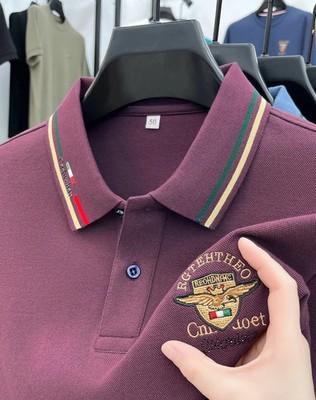 100% pure cotton long sleeved men's polo shirt autumn new fashion high-end brand